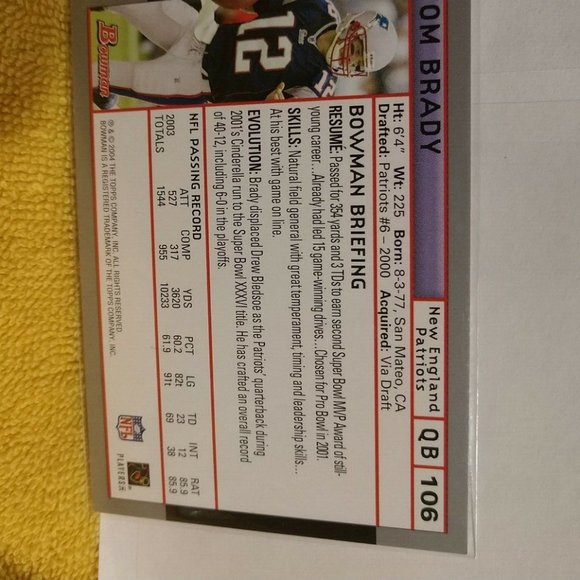 2004 TOM BRADY BOWMAN CHROME CARD #106  READY FOR GRADING NEW (last one) - Picture 2 of 7